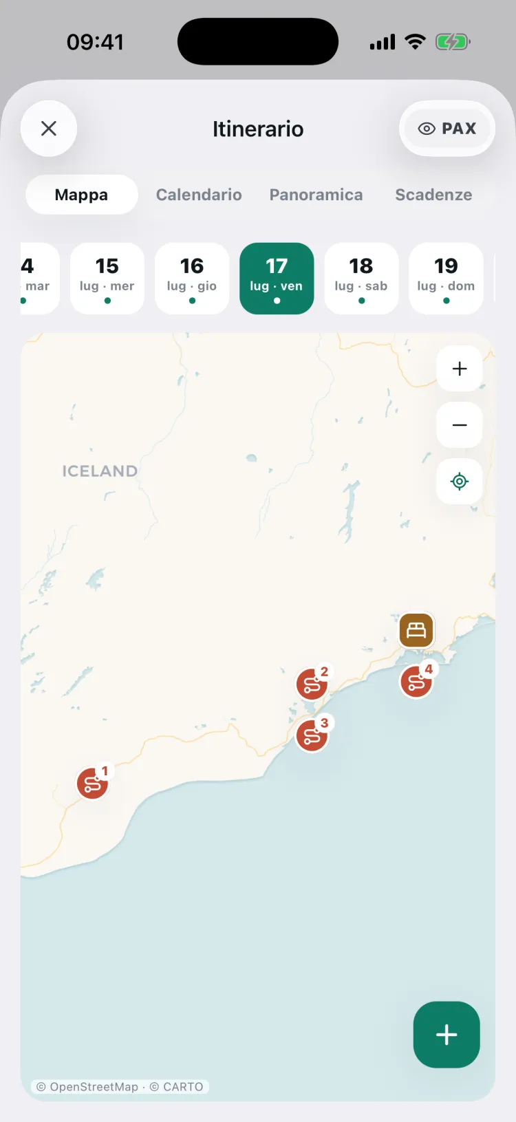 L'itinerario del viaggio su mappa